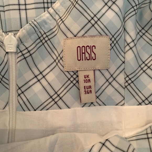 Oasis Blue Plaid Sleeveless Lined Dress Size XS - Picture 7 of 7